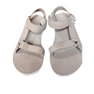 Teva Midform Universal Leather Sandal Women 9 Taupe Beige Platform
